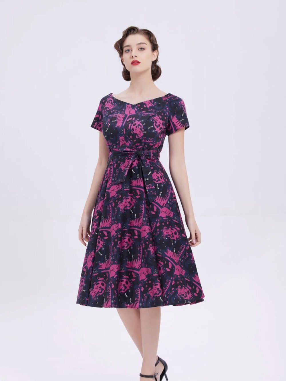 Miss Lulo Bella midi kitten dress
